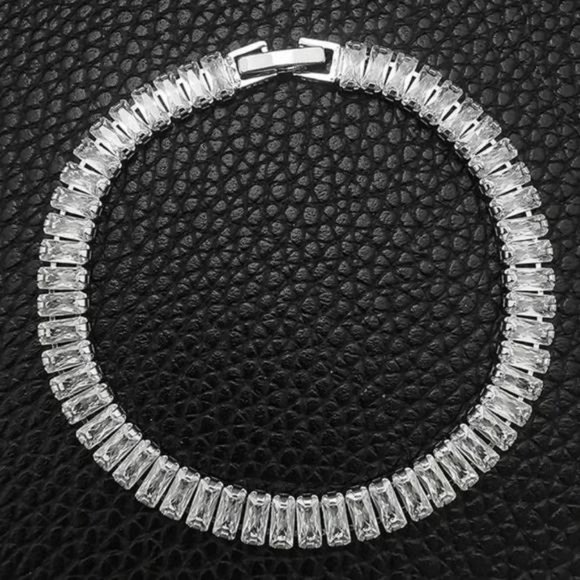 NEW LUXURY 925 STERLING SILVER DIAMOND BRACELET, NICE BRACELET, CUTE BRACELET - Picture 2 of 7
